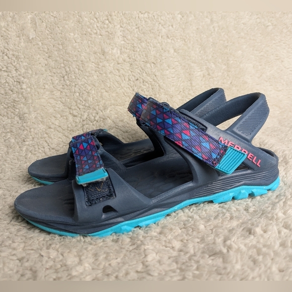 MERRELL Kid Sandals Size 1 Navy Blue  And Pink Color Perfect For Summer - Picture 4 of 8